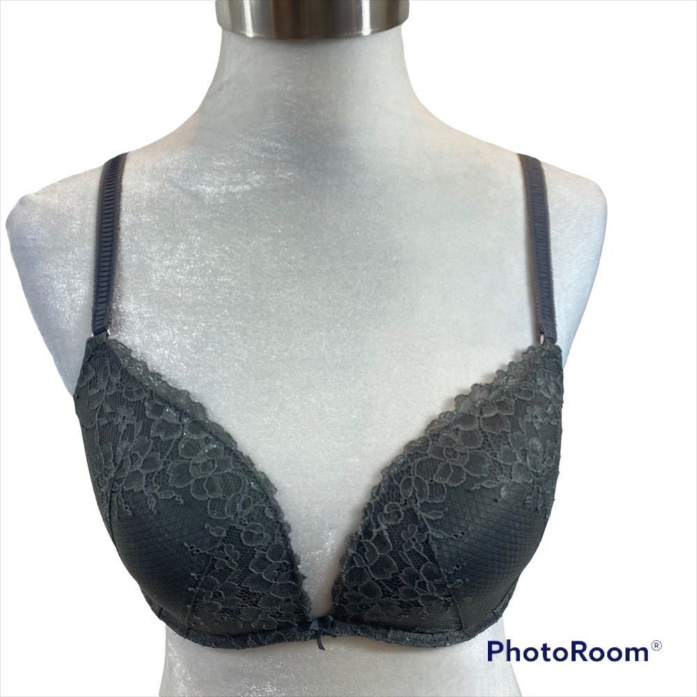 Aerie Hailey Grey Padded Lace Overlay Bra Size 34D